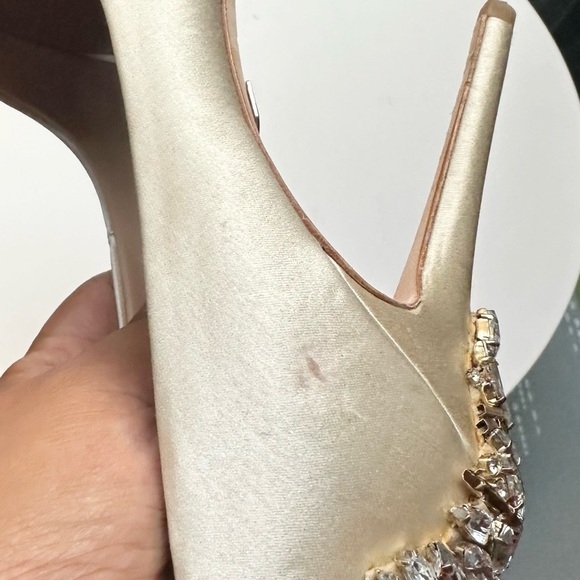 🌸BADGLEY MISCHKA🌸 Kiara Crystal Back Open Toe Pump  size 6.5 - Picture 11 of 16